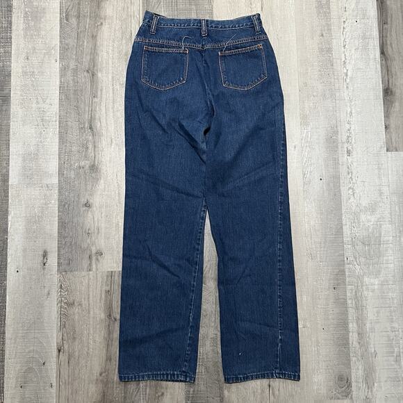 VTG 70s/80s Women's Dark Wash Straight Leg Denim Snap Western USA Jeans 15/16 - Picture 2 of 6